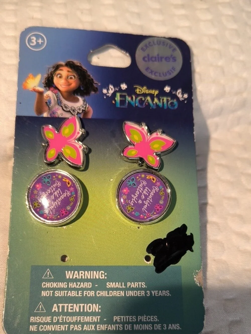 Claire's Disney Encanto  Pink & Purple Butterfly Drop Earrings Set